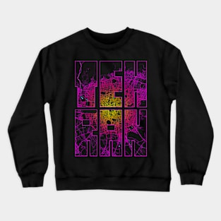 Tehran, Iran City Map Typography - Neon Crewneck Sweatshirt